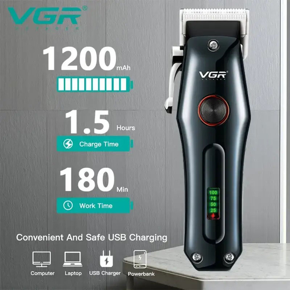 Акумуляторна машинка для стрижки волосся VGR V-969